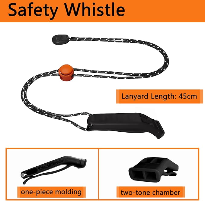 Amzonly Emergency Whistle, 120db Safety Whistle Survival Shrill Loud for Camping Hiking Hunting Boating Fishing Life Vest Jacket Rescue Signaling Kids Lifeguard 5 Pack