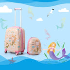 Goplus Kids Luggage Set, 12" & 18" Kids Carry On Luggage Set, Multi-directional Wheels Suitcase, Large Capacity Rolling Trolley Suitcase, Gift for Boys and Girls Toddlers Children Travel