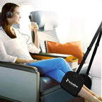 Airplane Foot Hammock – Memory Foam Travel Footrest with Rigid Base, Adjustable Strap for Long Flights & Travel Comfort (Black)