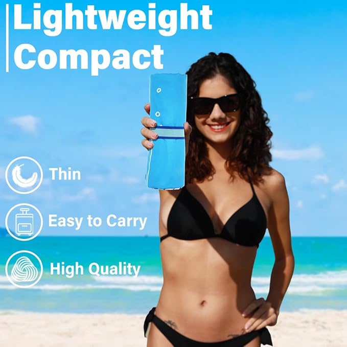 Widdonen Lightweight Thin Microfiber Beach Towel Sand Free Quick Dry Absorbent Compact Soft Pool Swim Travel Towels Extra Large Oversized Beach Accessories Packable Essentials Stuff Gifts for Adult