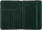Passport Holder Cover, RFID Travel Wallet Credit Card Holder Cute Green Floral Passport Book Holders for Women with Elastic Band and Golden Metal Decoration, Alpine Green