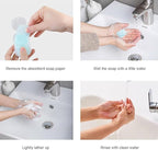 2 Boxes 100Pcs Portable Soap Sheets, Mini Portable Travel Soap Paper Sheets Disposable Water Soluble Hand Washing Bath Scented Paper Soap Camping Hiking and Shampoo for Outdoor(White&Purple)(ZS562)