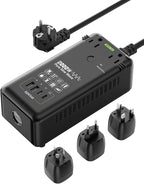 EPICKA 2000W Pure Sine Wave Voltage Converter, 220V to 110V Power Transformer with 20W PD USB-C Fast Charging, 2 AC Sockets, 4 USB Ports (2A + 2C), Universal Travel Plug Adapter for EU/UK/AU/JP, Black