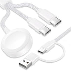 TOP-UP 3 in 2 USB C Cable for Apple Watch Charger (4FT/1.2M) – Fast Multi Charging Travel Cable Compatible with iWatch Ultra 2/SE 2/Series 11–1, iPhone 17/16/15 Series, iPad, AirPods