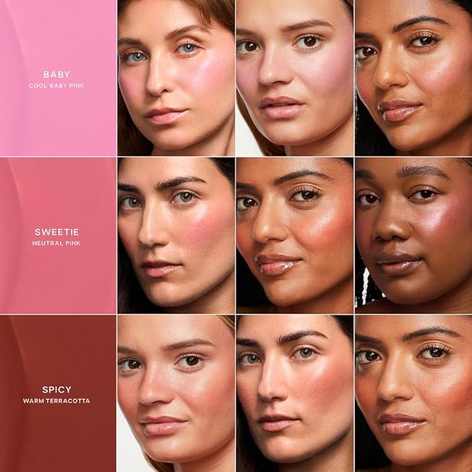 Saie Dew Liquid Blush for Cheeks Trio - Hydrating Cream Blush Stick Set with a Blendable + Buildable Formula - Skincare Infused Dewy Face Blushes for a Natural Flush - Baby, Sweetie, & Spicy (3 Count)