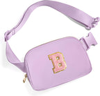 Gitus Initial Belt Bag Fanny Pack Crossbody Bag for Girls Birthday Gifts Age 8-10 Teen Girl Gifts Trend Stuff Personalized Letter Gifts for Daughter Sister (Lavender-B)