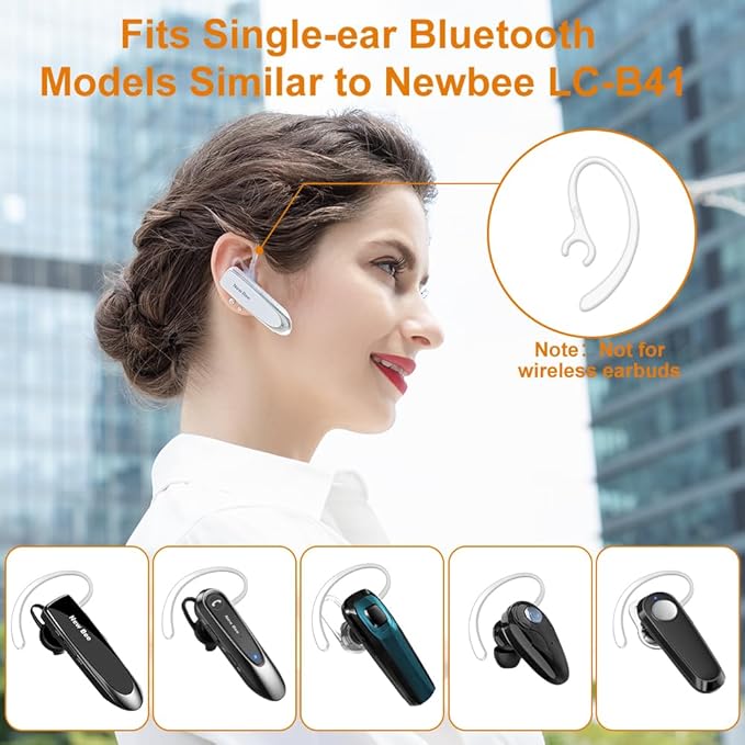 6 Pack Replacement Ear Hook Universal Small Clamp Loop Clip for Other Bluetooth Headset (Clear)