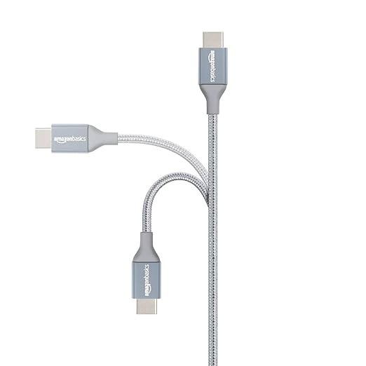 Amazon Basics Nylon Braided USB-C to USB-A 2.0 Fast Charging Cable, 480Mbps Speed, USB-IF Certified, for Apple iPhone 16/15, iPad, Samsung Galaxy, Tablets, Laptops, 10 foot, Dark Grey