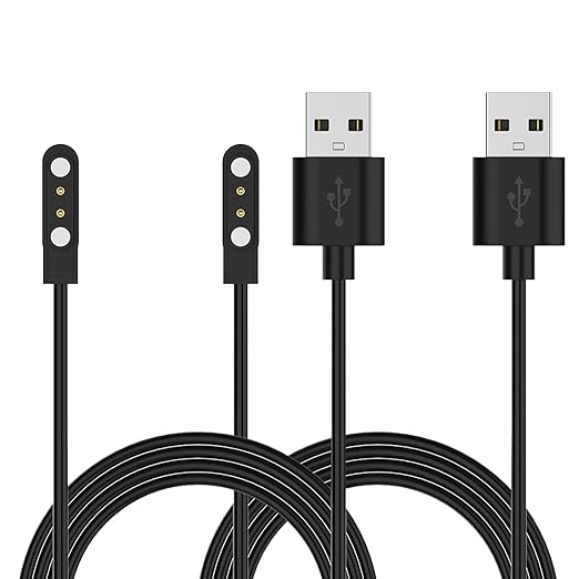 RuenTech Compatible with Tensky 208 Plus BT/208 Plus/208BT, IDW28, IDW19, GTX12 Smart Watch Charger, 3.3FT Replacement Charging Cable for Tensky Smart Watch Charger (Black&Black)