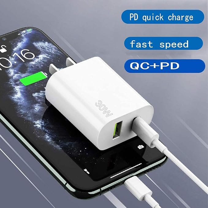 2 Pack 30W USB C Charger Block, Dual Port Type C Wall Charger Fast Charging Power Adapter Cube for iPhone 14/14 Pro/14 Pro Max/14 Plus/13/12/11, XS/XR/X, iPad, Samsung, More