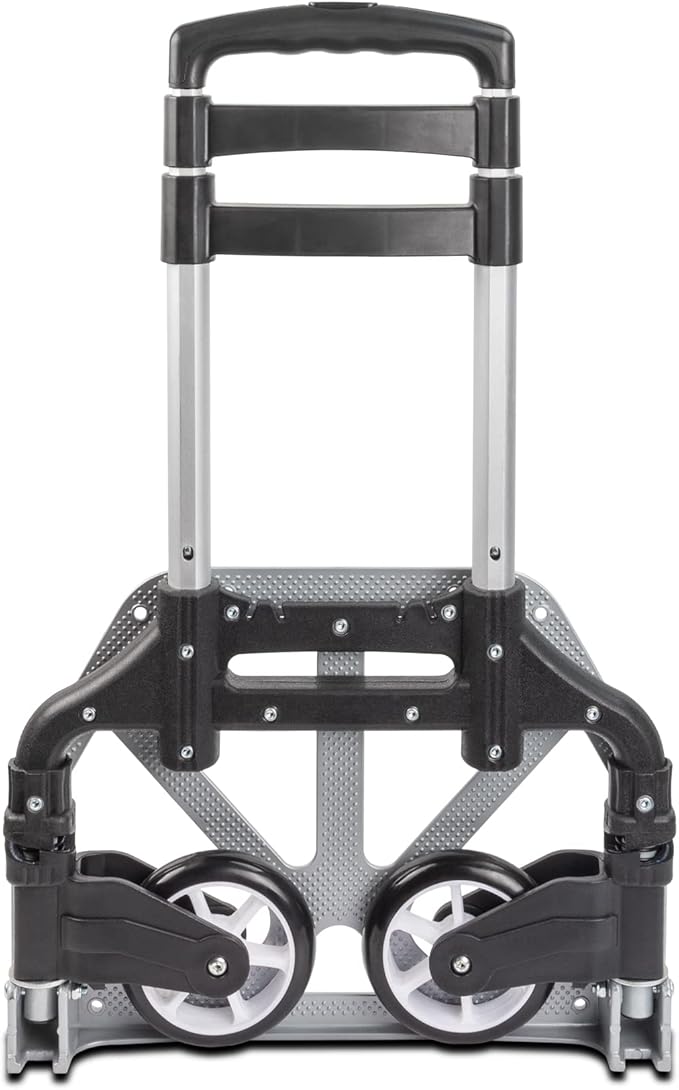 Ultimaxx Professional Heavy-Duty 150 Pound (lb) Capacity Aluminum Folding Hand Truck/Luggage Cart (Black/Silver) with Adjustable Handle, Folding Away Wheels, and Bungee Cord