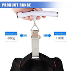 Digital Luggage Scale for Travel - 110lbs High-Precision Handheld Suitcase Weight Scale with Backlit LCD Display & Tare Function, Portable Hanging Baggage Scale, Travel Essentials Gifts