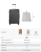 Luggage Sets with Spinner Wheels, 8010S Aluminum Frame Zipperless Polycarbonate Hard Shell Suitcase Sets (ZX-Core, Charcoal Metallic, 2 Piece (20/28))