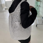 POOOPSSD New Woven Bag, Straw Mesh Tote Bag, Beach, Shoulder Bag, Hobo Women, Foldable Large Capacity, for Holiday.