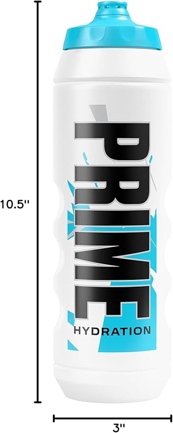 PRIME 32 oz Blue Chill Squeeze Sports Water Bottle, BPA Free, Dishwasher Safe, Easy-Grip Ergonomic Leakproof Design, Fast Hydration for Gym, Cycling, Running