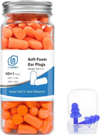 LYSIAN Soft Foam Ear Plugs for Work and Shooting, 38dB SNR Noise Reduction Earplugs, 60 Pairs Disposable Earplugs for Industrial Noise, Travel, Sleep and Snoring, Orange