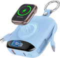Portable Charger, 10000mAh 22.5W Fast Charging Power Bank with Built-in Cables, Travel Essentials Battery Pack with LED Display for iPhone, Portable iWatch Charger for 11/10/9/8/7/6/SE/Ultra Dawn Blue