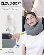 Neck Travel Pillow - Memory Foam Travel Pillow for Airplane, Washable Comfortable Breathable Cover, 360 Degree Support Ergonomic Design Best for Travel, Flight, Train, Car, Sleeping