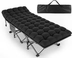 ZENPETIO Camping Cot for Adults, Heavy-Duty Portable Cot Bed with Mattress, Foldable Padded Sleeping Cots for Camping Travel Tent Day Bed Outdoor & Home Guest, Max Load 500 LBS, 75x28x15”