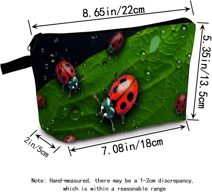 Ladybug Makeup Bag for Women Travel Cosmetic Organizer Bag Teacher Appreciation Gifts Small Zipper Toiletry Bag