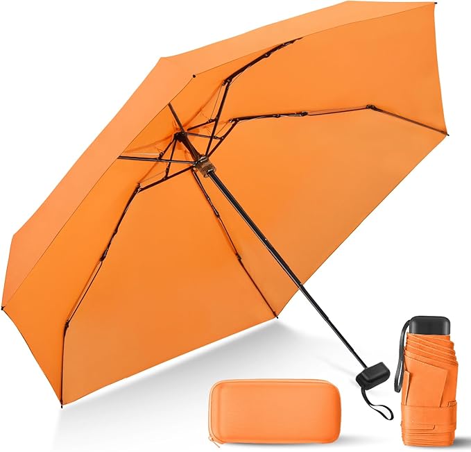Compact Travel Umbrella with Case - Mini Umbrella for Purse, Small Lightweight &Tiny Design Perfect for Parasol Outdoor Sun&Rain Umbrellas