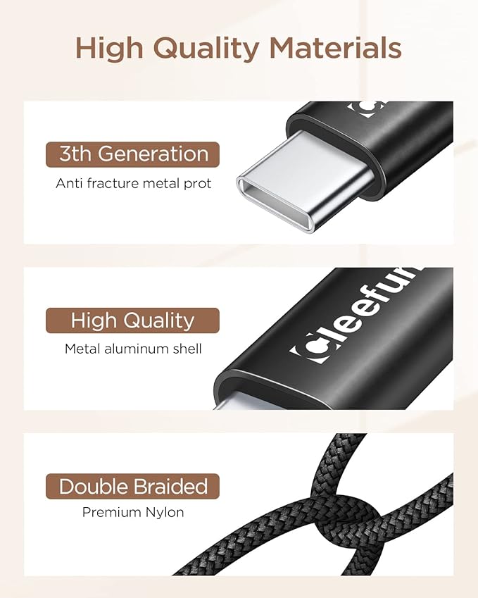CLEEFUN Short USB C Cable 1ft, 5-Pack USB A to Type C Charger Cord Fast Charging for iPhone 17 16 15 Pro Max Air Plus, for Samsung Galaxy S25 S24 S23 S22 S21 S20 A17 A16 A15 A56 A55 A26 A35 A36 A71