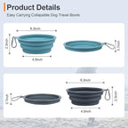 Kytely Collapsible Dog Bowls Medium, 2Pack Foldable Dog Travel Bowl, Portable Pet Water Food Bowl with Clasp, Pet Cat Feeding Cup Dish for Traveling, Walking, Hiking (Blue+Grey)