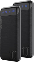 YOBON Power Bank 2 Pack 10000mAh Portable Charger with 2 USB 2.4A Outputs & USB C in/Out Slim Battery Pack for Huawei iPhone 16 15 14 13 12 iPad Samsung Galaxy Android Tablet