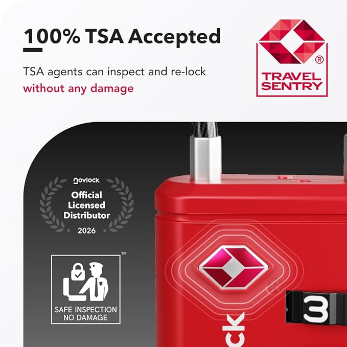 Luggage Locks TSA Approved with Inspection Indicator and Resettable 4-Digit, Easy-to-Read Combination, TSA Locks for Luggage, Suitcases, Backpacks & Travel Bags, Red, 2-Pack