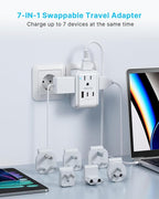 VINTAR Universal Travel Adapter Kit, 3ft Detachable Extension Cord with 4 AC Outlets & 3 USB(2 USB C), Type A/C/G/D/I/M International Power Adaptor for US to Europe UK India South Africa Japan