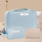 Queboom Travel Makeup Bag Cosmetic Bag Makeup Bag Toiletry bag for women and men (Blue-3pcs)