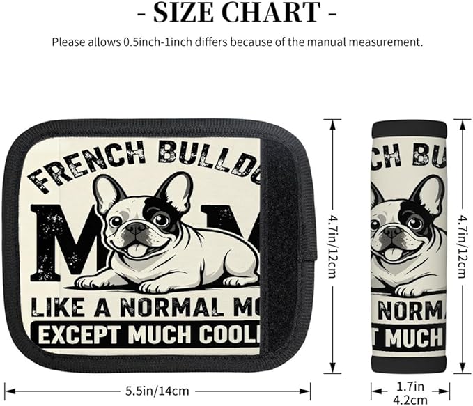2 Pack Luggage Handle Wrap with Travel Tags - Non-Slip Protective Cover Soft Handle Grips Covers for Suitcase(French Bulldog)