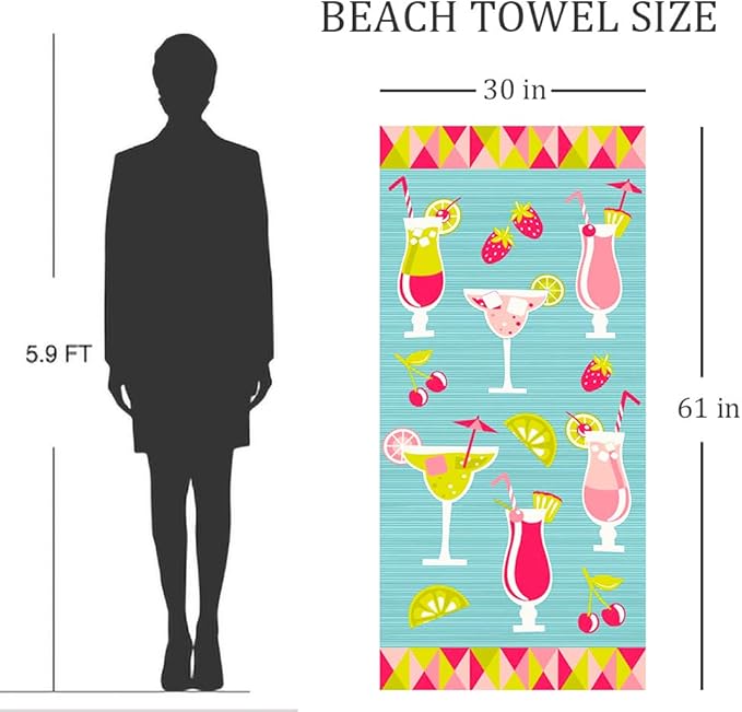 Beach Towel Microfiber Beach Towels Sand Free Quick Dry Lightweight Cute Fruit Travel Towels 30×60 inch Beach Towels for Kids Women Men Pool Swim Beach Essentials Accessories