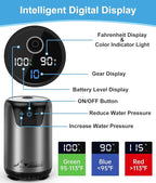 WADEO Portable Shower, 6000mAh Rechargeable Camping Shower Pump with 10 Spray Modes, Fahrenheit Display, IPX7 Waterproof, Ideal for Outdoor Camping, Travel, Car Washing, Pet Bathing (Silver Gray)