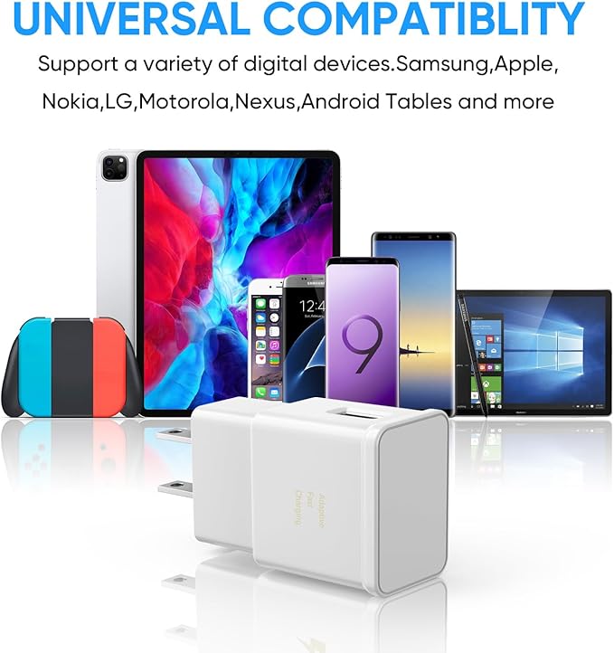 Type C Charger Fast Charging, 2 Pack USB C Android Phone Wall Charger Block & 6.6ft Charge Cable Cord, for Samsung Galaxy S8/ S9/ S10 Plus Active S10e, S20/ S21 Ultra Plus, Note 8 9 10, Pixel 3 4 etc