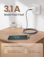 AINOPE Type C Cable [3-Pack, 6.6FT] Right Angle, 3.1A USB Type C Cable Fast Charging, Nylon Braided Type C Charging Cable Fast Charger Compatible with Samsung Galaxy S10 S9 S8 S20 Plus, Note 10 9 8