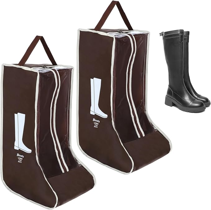 2pcs Boot Bags for Cowboy Boots Portable Boot Storage for Travel Dust Proof Boot Storage Organizer Tall Boots Shoe Cover Protector Bag （11.4" X 8.6" X 19"）