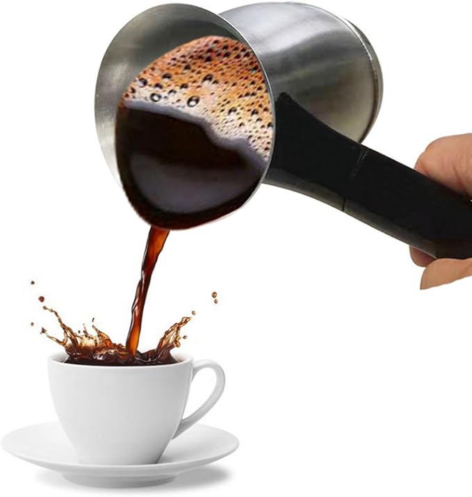 600ML Electric Coffee Maker, 6 Cup Stainless Steel Coffee Pot, portable Anti Slip Coffee Maker Kettle for Brewing Coffee, Milk, Tea