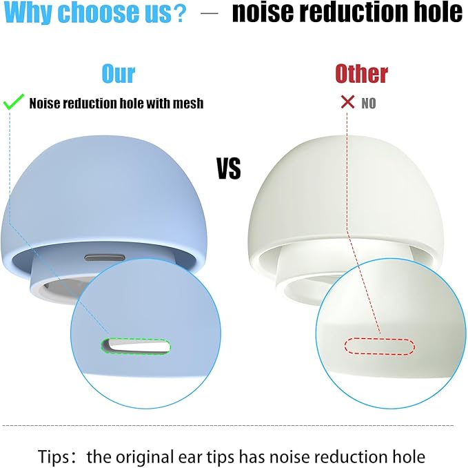 3 Pairs Replacement Ear Tips for AirPods Pro 1st & 2nd Generation with Noise Reduction Hole, Silicone Ear Tips for AirPods Pro with Portable Storage Box and Fits in Charging Case(Medium, Light Blue)