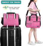 PetAmi Dog Travel Bag, Travel Pet Bag Organizer, Dog Food Travel Bag with Container Collapsible Bowls, Pet Travel Supplies Gift Accessories for Weekend Camping, Puppy Cat Diaper Bag, Pink Medium