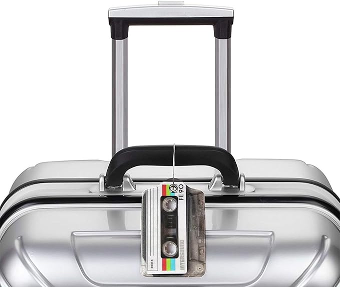 GACCAP 2 Pack Luggage Tags for Suitcase, Privacy Cover ID Label with Stainless Steel and Address Card for Travel Bag Backpack Cruise Ship Essentials Tag Women Men - Retro Cassette Tape