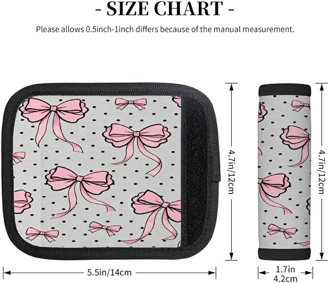 2 Pack Luggage Handle Wrap with Travel Tags - Non-Slip Protective Cover Soft Handle Grips Covers for Suitcase(Polka Dot Bow)
