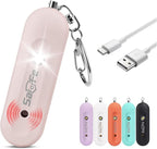 Personal Safety Alarm - Waterproof Rechargeable Security Alarm - 140dB Extra Loud Siren & Strobe Light - Self Defense Keychain - Gift for Women, Teenagers, College Girls, Seniors (Pink)