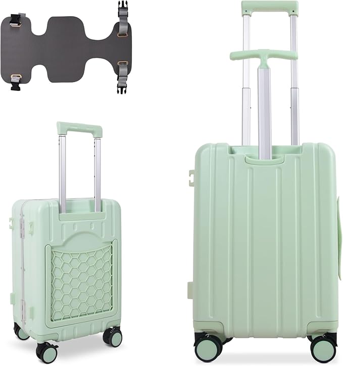Apelila 20" Ride-On Suitcase with Seat, Double Handle Carry On Luggage with Mesh Pocket & Side Hooks, Hard Shell Spinner Wheels, TSA Lock & Seat Belt