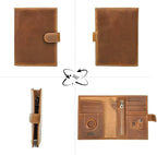 CONTACTS Full Grain Leather Passport Holder Compatible with Airtag RFID Blocking Passport Wallet Travel Slim Passport Cover with SIM Card Removal Tool (Camel Brown)