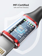 iPhone Charger 6FT [Apple MFi Certified] iPhone Charger Cord Fast Charging Lightning Cable Nylon Braided USB iPhone Cable Compatible with iPhone 14 Pro Max/13/12/11/XR/XS Max/X/8/7/6s Plus, iPad, iPod