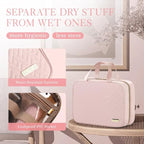 HOTOR Travel Toiletry Bag - Hanging Toiletry Bag for Women & Men, Makeup Bag/Big Comparment, Waterproof for Travel Accessories, Travel Essentials, Large, Pale Pink