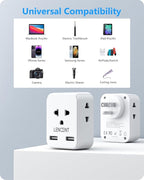 LENCENT EU to US Plug Adapter, European to USA Outlet Adaptor with 2 USB, Europe to American Outlet, 3-Sided Outlet Extender, Wall Tap, Mini Charger Box, Travel Plug Converter
