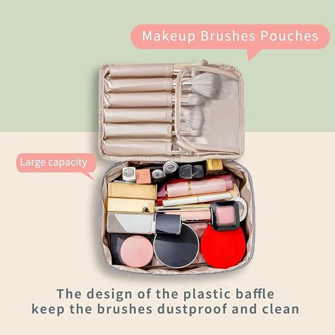 Queboom Travel Makeup Bag Cosmetic Bag Makeup Bag Toiletry bag for women and men (Grey)