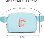 Gitus Gifts for 7 8 9 10 11 Year Old Girls Belt Bag Fanny Pack Crossbody Bags with Initial Letter Patch Birthday Gifts for Daughter Sister Friends Teen girls (Icing Blue-C)